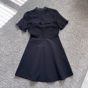 Zara Black A-Line Mini Dress with Flutter Sleeves